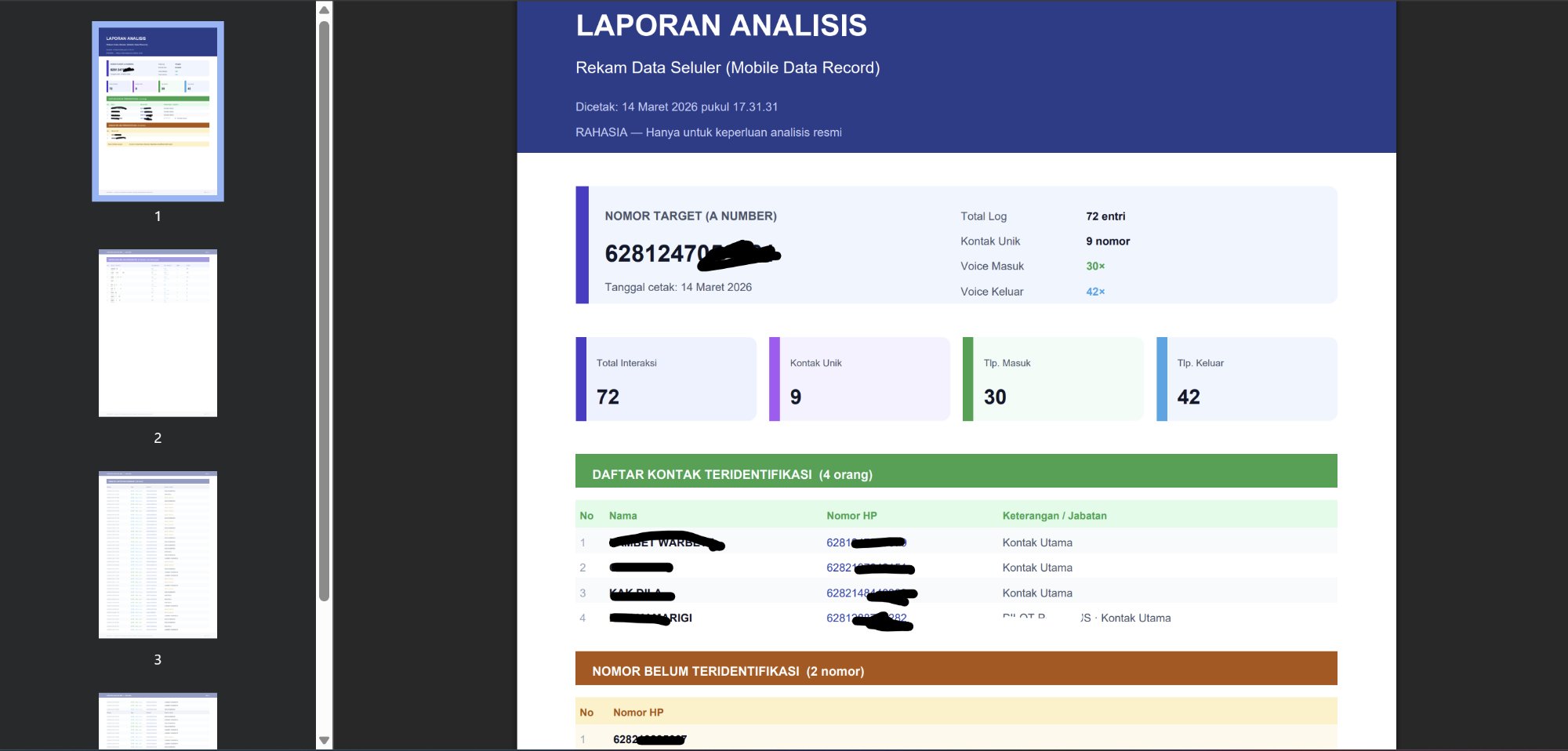 Laporan PDF analisis MDR — siap cetak multi-halaman
